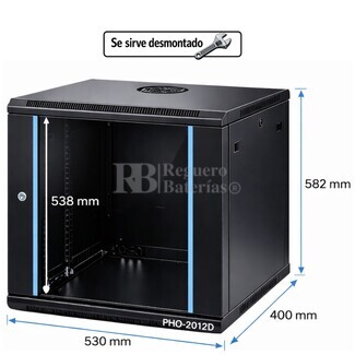 Armario Rack 12U 530x400 mm desmontado | Mural Phasak ECO PHO 2012-D